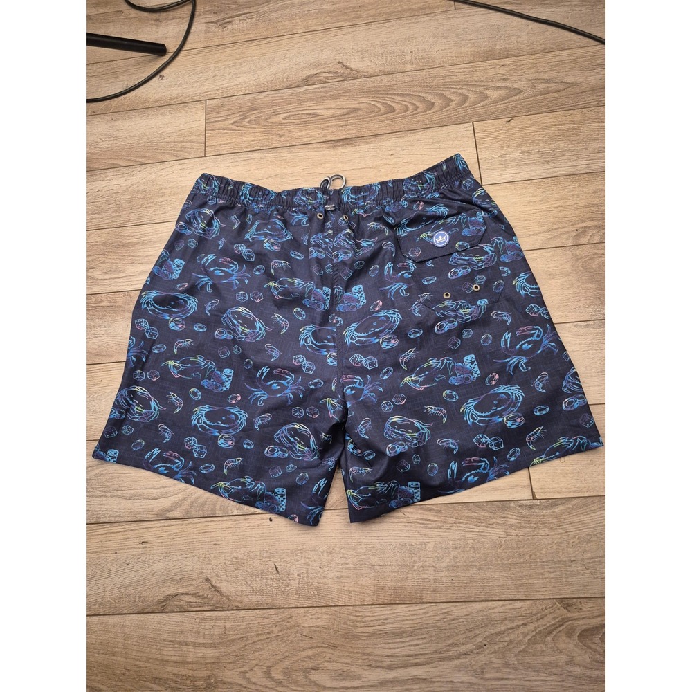 Peter Millar Mens XL Swim Trunks Navy Neon Casino Crab Shrimp Dice Print Shorts - Picture 9 of 11